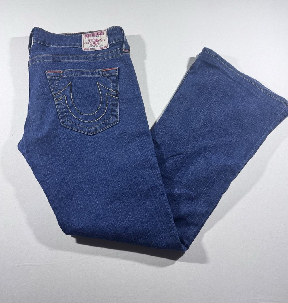 True Religion Joey Low Rise Flare Jeans Women’s Y2K Made in USA Horseshoe Denim